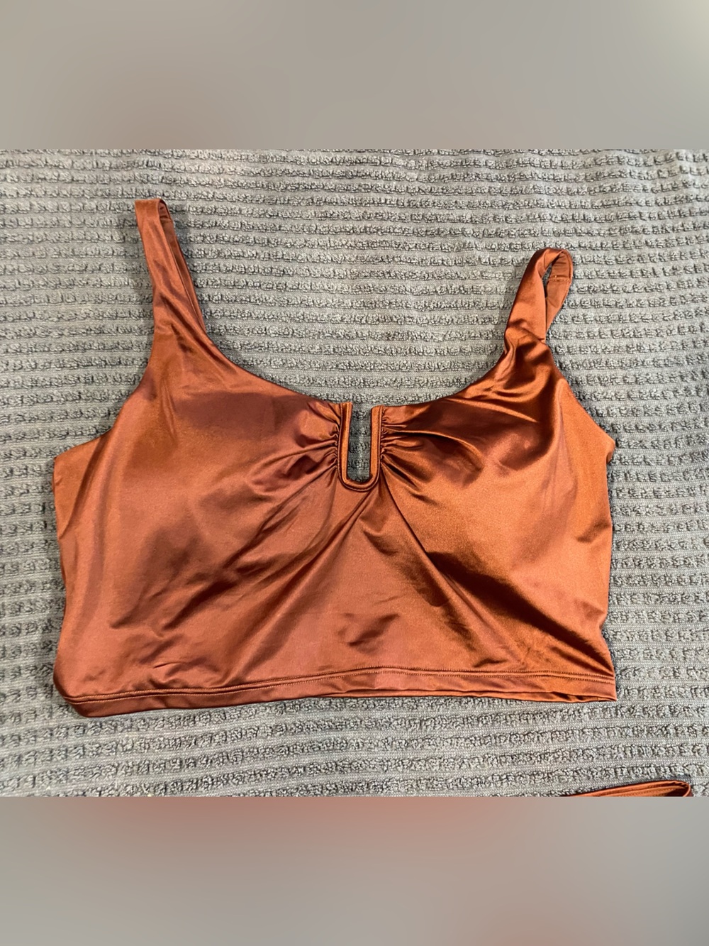 CALIA by Carrie Underwood Copper Satin Bikini Top